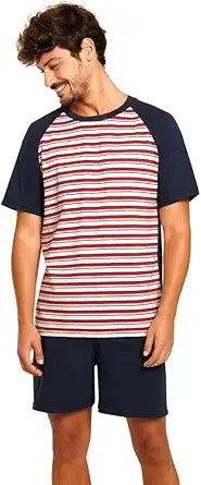 Lupo 28157-001 Men’s Short Sleeve Pajamas Set - Casual Sleepwear