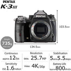 Pentax 01051 K-3 Mark III APS-C Camera Body Black