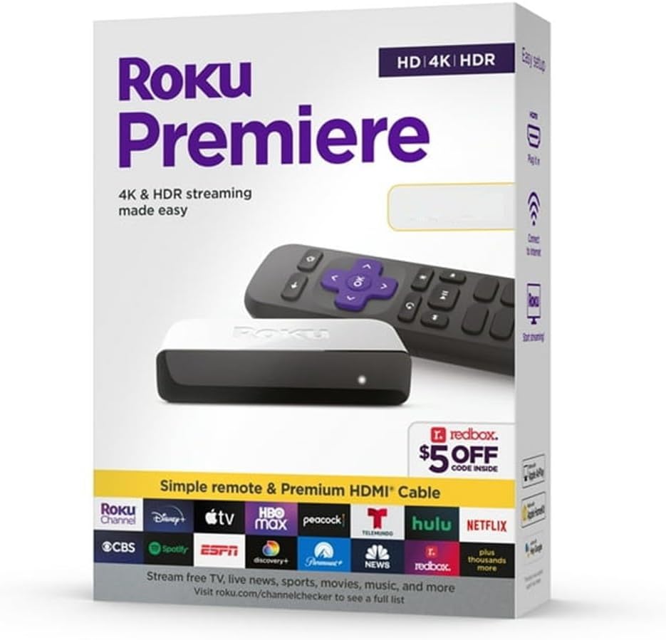 Roku 3920R Premiere 4K/HDR Streaming Media Player HDMI