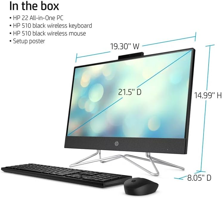 HP 22-DD000 21.5" All-in-One Desktop Pentium 8GB 256 SSD
