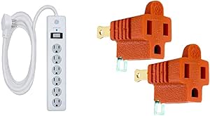 GE 14092 6 Outlet Surge Protector 10ft Cord + Grounding Adapter