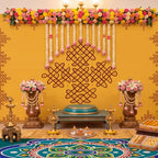 Fanfanwin Yellow Indian Pooja Backdrop, 8 x 5 ft Extralarge