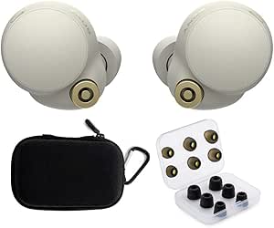 Sony WF-1000XM4 Silver True Wireless Noise Canceling Headphones Bundle