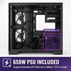 Evounic Micro-ATX Mini-Tower Gaming Case with 650W PSU