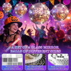 Masiunoz Silver Hanging Disco Mirror Ball Set