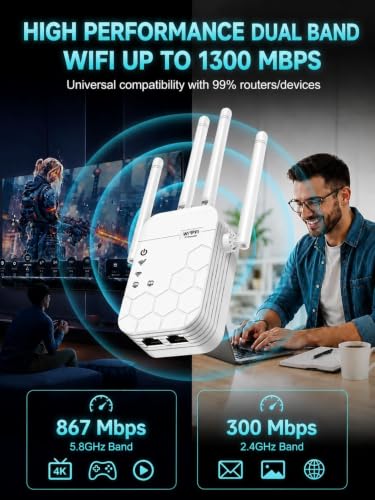 KradGingo Dual-Band WiFi Range Extender with Ethernet Port — main product image