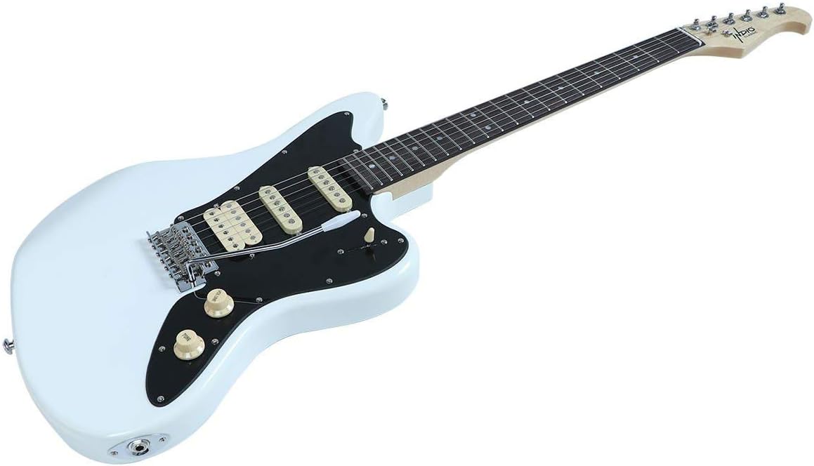 Monoprice 625883 Indo Series Electric Guitar, Basswood, White