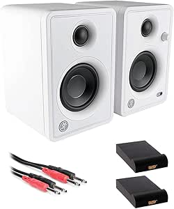 Mackie CR3-XBT White 3" Bluetooth Multimedia Monitors Bundle