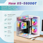 LXZ Ryzen 5 5600GT Prebuilt Gaming Desktop with RGB Glass Case