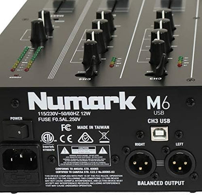 Numark M6USBBLACK 4-Channel DJ Mixer USB Interface