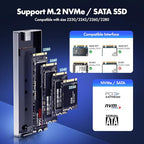 GRAUGEAR 20Gbps M.2 NVMe & SATA SSD Enclosure with Heatpipe Cooling
