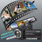 Gcasio 2.7K QHD Vlogging Camcorder with Rotating Screen