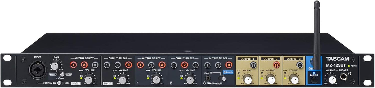 Tascam MZ-123BT Commercial Multi-Zone Mixer Bluetooth Mic Line Inputs