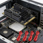 JIAPIKA mPCIe Storage Expansion Card with Four ATA Ports