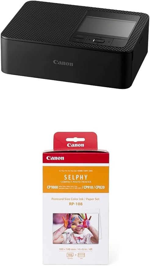 Canon CP1500 Black Selphy Photo Printer + RP-108