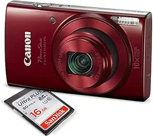 Canon PowerShot ELPH 190 IS Red Digital Camera 16GB SD Card — main product image