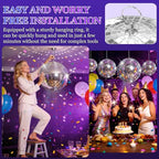 Masiunoz Silver Hanging Disco Mirror Ball Set