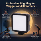 Sanpyl LED Video Light with Cold Shoe and Adjustable Color Temperature