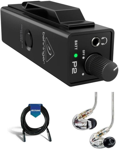 Behringer P2 In-Ear Monitor Amp Bundle - Shure SE215