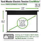 Elite Screens OMS125WHT-ELECTRIC Yard Master Electric Tension Screen