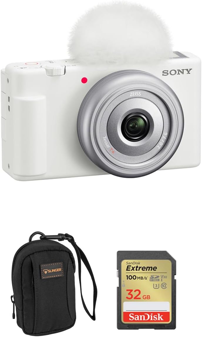Sony ZV-1F White Vlogging Camera Bundle + 32GB SD Card