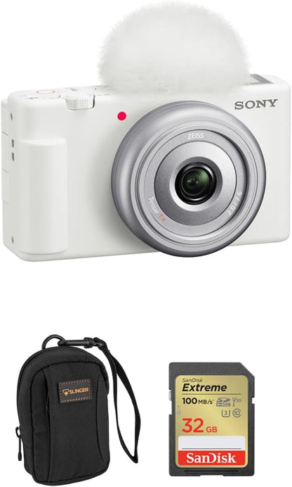 Sony ZV-1F White Vlogging Camera Bundle + 32GB SD Card