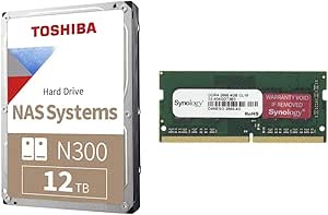 Toshiba N300 12TB NAS Hard Drive with 4GB Synology RAM