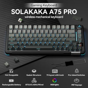SOLAKAKA A75 PRO Wireless Mechanical Keyboard with LCD Screen