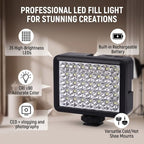 Pomya 35-LED Rechargeable Camera Fill Light with Cold Shoe Mounts