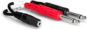 Hosa YMP434 3.5mm TRSF to Dual 1/4" TS Breakout Cable