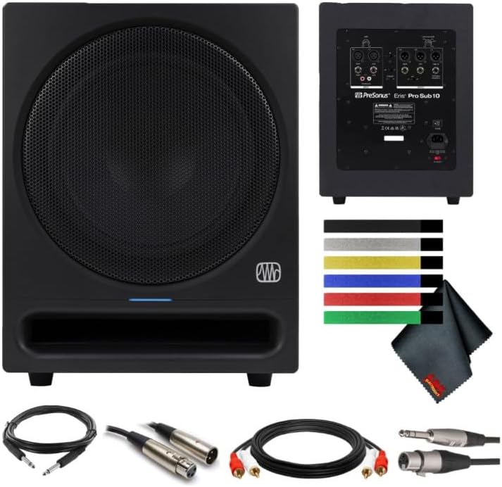 PreSonus ERIS PRO SUB 10 Studio Subwoofer, 10-inch Active Bundle