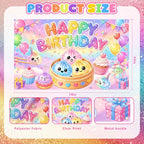 STJKRCLW Dumpling-Themed Happy Birthday Party Backdrop
