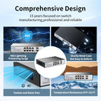 GALENAPIX 8-Port 24V Passive PoE Switch with Gigabit Uplinks