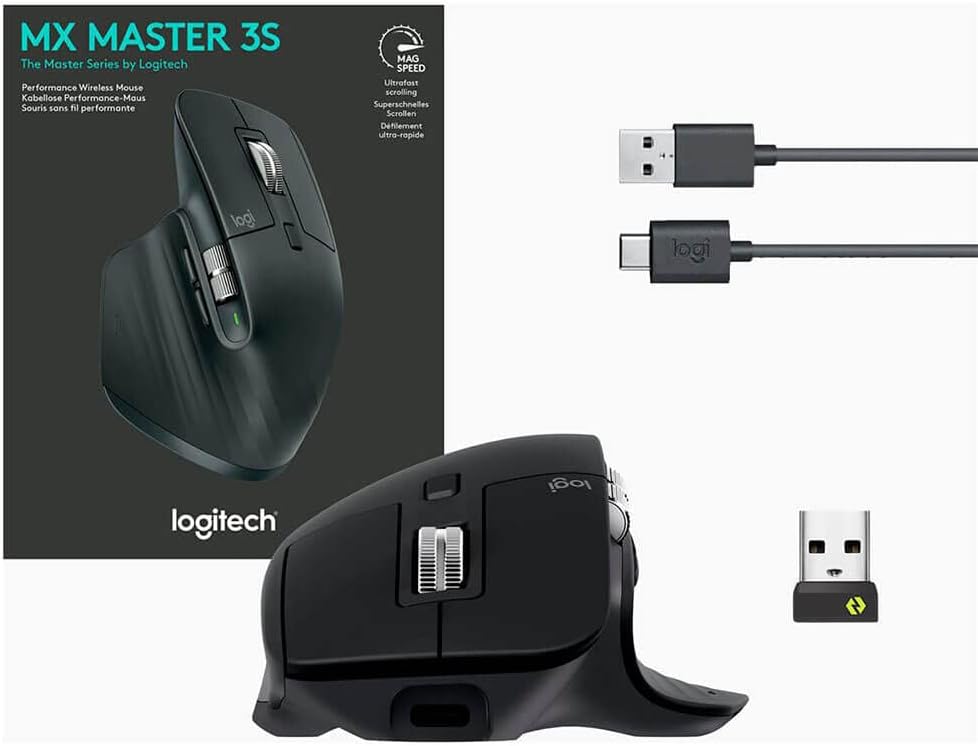 Logitech MX Master 3S Wireless Mouse Graphite Ergonomic 8K DPI
