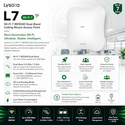 Lysora L7 Wi-Fi 7 BE5040 Dual-Band Ceiling Access Point