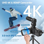 THPACIP 4K UHD Vlogging Camcorder with Stabilizer and Mic