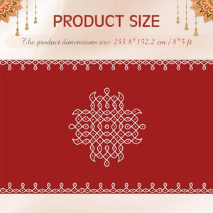 Fanfanwin Red Indian Pooja Backdrop, 8 x 5 ft Traditional Banner