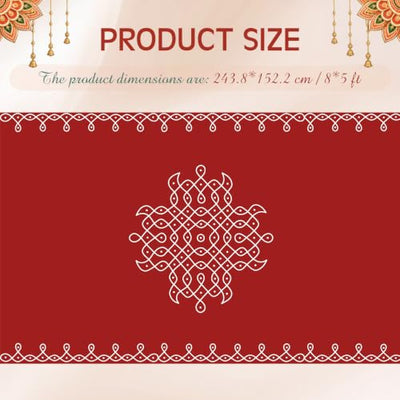Fanfanwin Red Indian Pooja Backdrop, 8 x 5 ft Traditional Banner