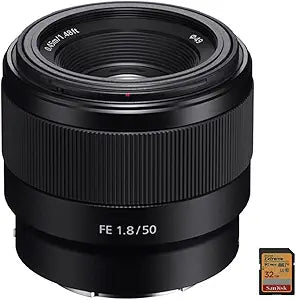 Sony E10SNSEL50F18F FE 50mm F1.8 Lens 32GB Bundle