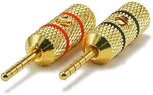 Monoprice 105973 24k Gold Plated Speaker Pin Plugs
