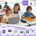 Wensdo Kids Wired On-Ear Classroom Headphones, Bulk Set