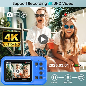 Yifecial 4K Waterproof Underwater Camera, 64MP with 16GB Card