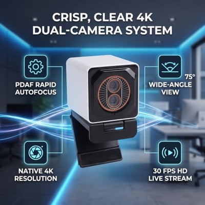 VBESTLIFE 4K Webcam with Phase Detection Autofocus