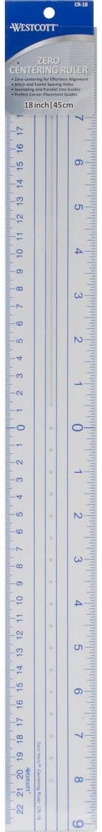 Westcott CR-18 18-Inch Plastic Zero Centering Ruler