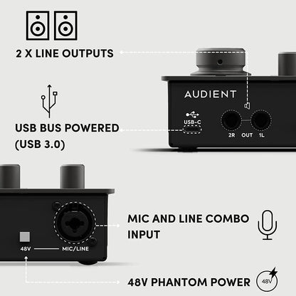Audient iD4 (MKII) USB-C Audio Interface Renewed