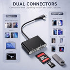 Diliichar 4-in-1 Memory Card Reader for Lightning and USB-C