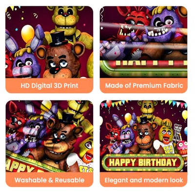 DYUER 5 Nights Freddy's Fabric Party Photo Backdrop