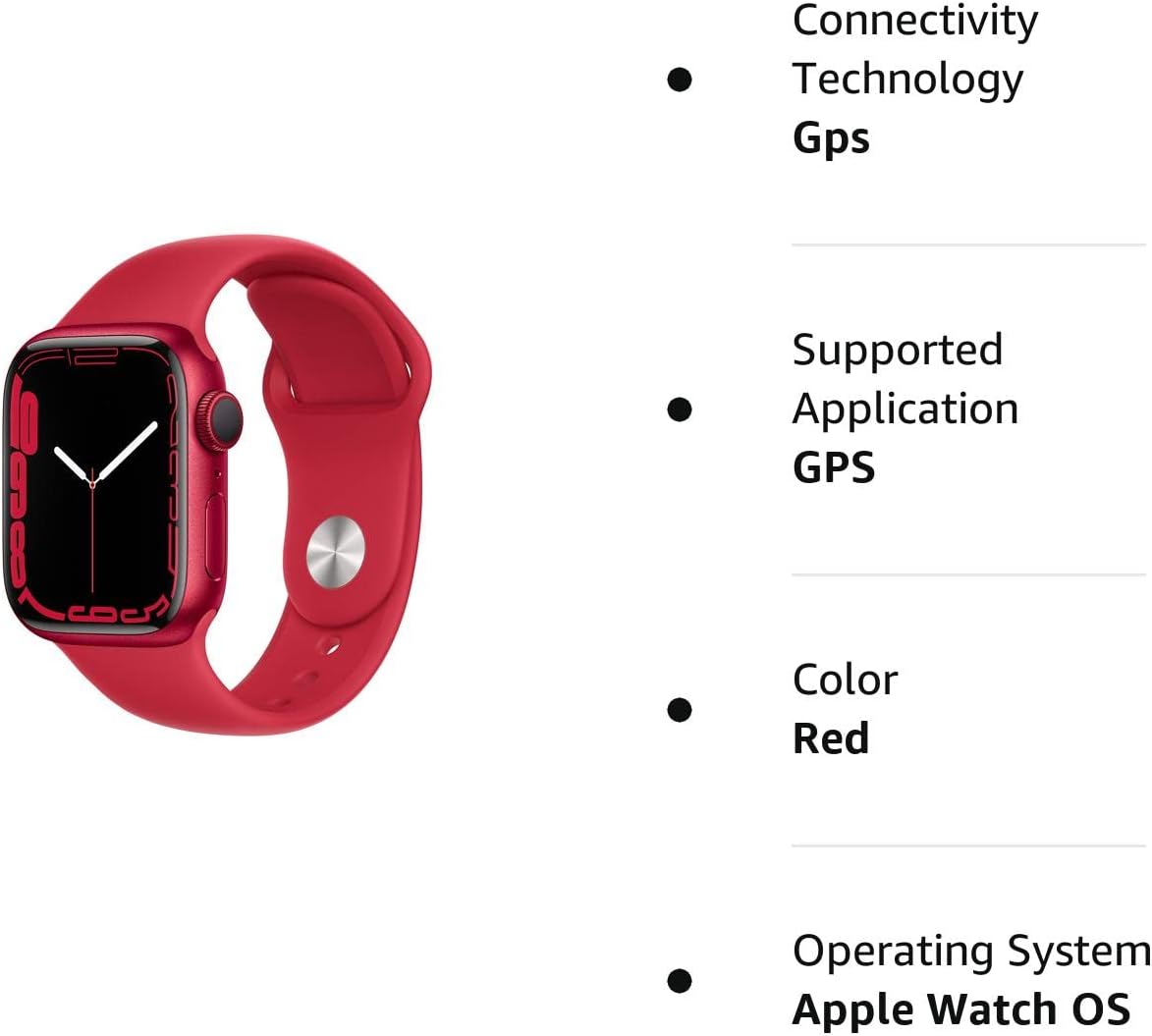Apple Watch Series 7 - GPS, 41mm Red Aluminum (Renewed)