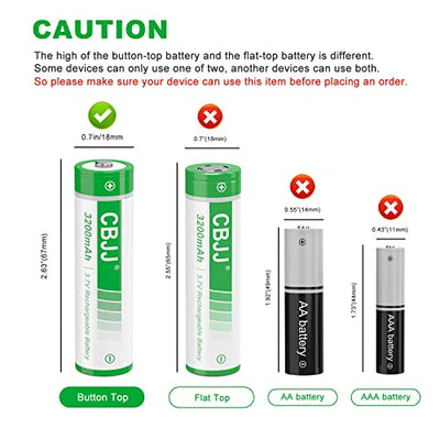 CASFROM 3200mAh Ni-MH Button Top Rechargeable Batteries
