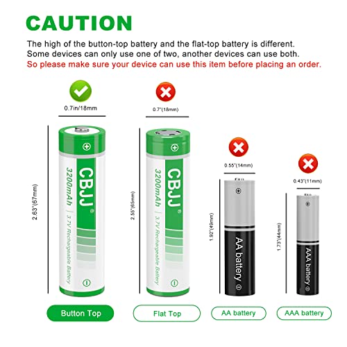 CASFROM 3200mAh Ni-MH Button Top Rechargeable Batteries — main product image